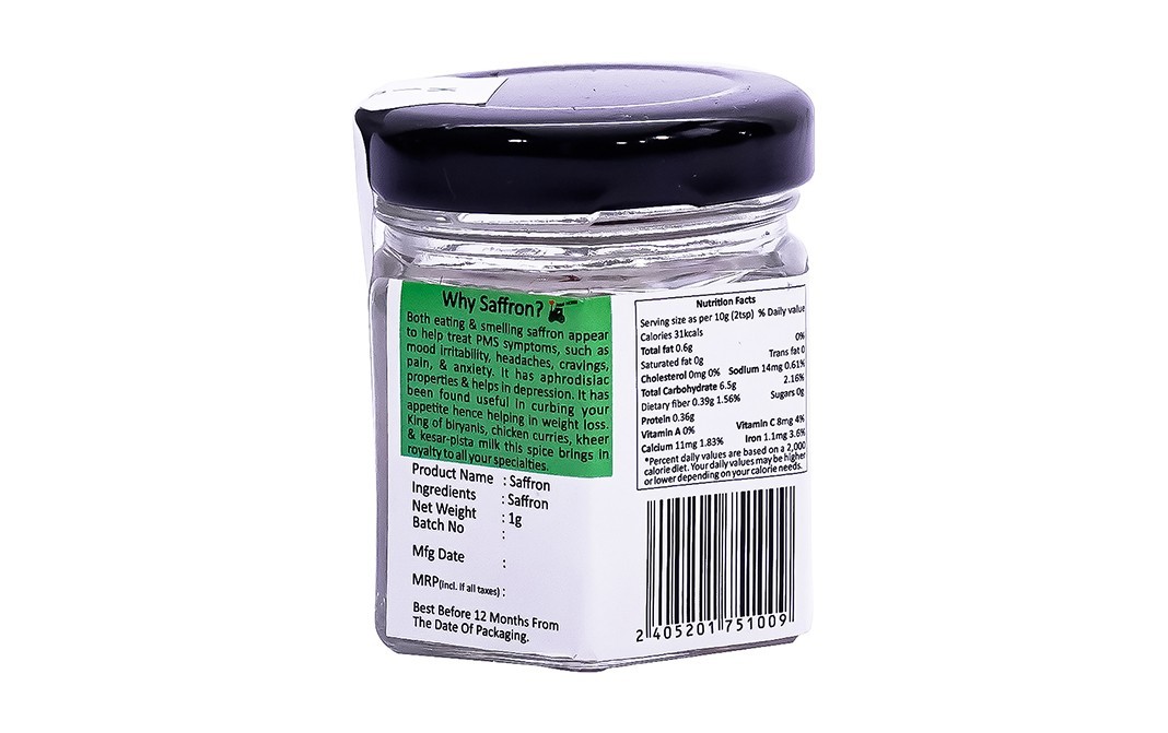 Kiwi Kisan Window Saffron    Glass Jar  1 grams